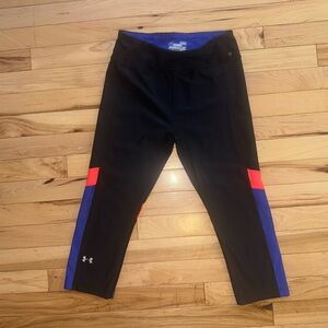 Under Armour Black Leggings with Red and Blue Stripes
